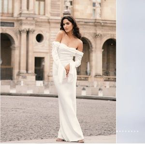 Bridal Moment- off the shoulder long sleeve gown